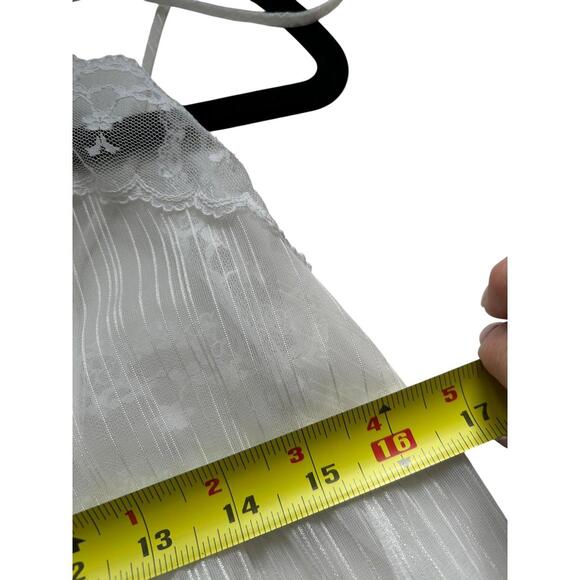 Vintage Dorsay Sheer Shadow Stripe Nightgown Transparent Boudoir Maxi Lingerie M - Picture 13 of 13